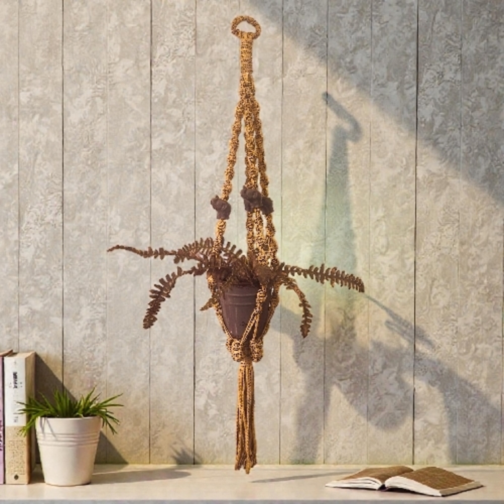 Handcrafted Macramé Elephant Plant Hanger - Brown